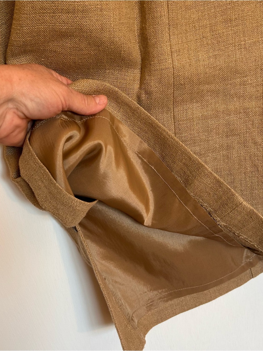 Lauren Ralph Lauren Brown Button-Side Pencil Skirt Safari Style 100% linen - Picture 7 of 7